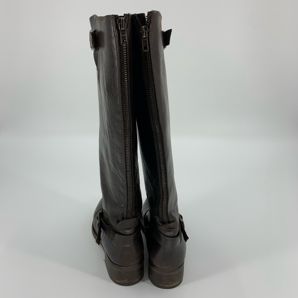 Aldo Classic Riding Boots Back Zip 40/9 Dk Brown Gem